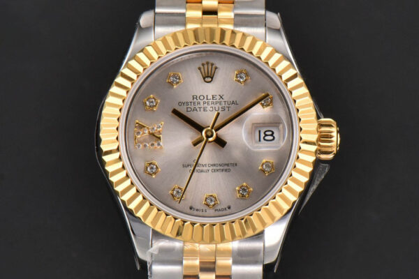 DateJust 28MM Ladies WF YG/SS Silver Dial Diamond Roma Marker Jubilee Bracelet A2236