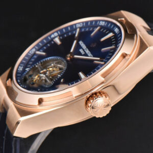 Overseas Tourbillon 6000V 42.5mm RG BBRF Blue Dial Black Leather Strap Tourb - Image 3