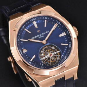 Overseas Tourbillon 6000V 42.5mm RG BBRF Blue Dial Black Leather Strap Tourb - Image 4