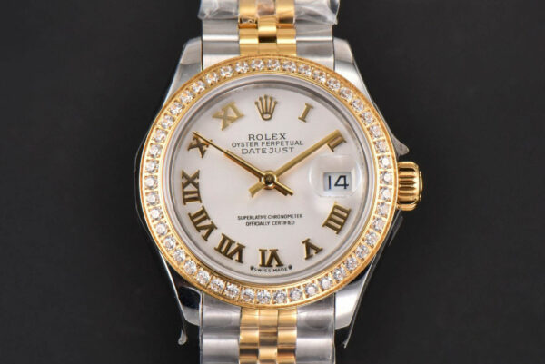 DateJust 28MM Ladies WF YG/SS Diamond White Dial Roma Marker Jubilee Bracelet A2236