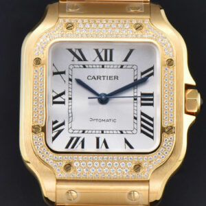 Santos de Cartier Medium 35mm BVF YG Diamond Bezel White Dial YG Bracelet MIYOTA 9015