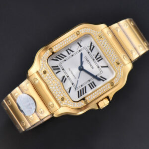 Santos de Cartier Medium 35mm BVF YG Diamond Bezel White Dial YG Bracelet MIYOTA 9015 - Image 4