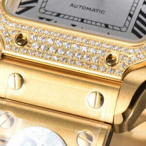 Santos de Cartier Medium 35mm BVF YG Diamond Bezel White Dial YG Bracelet MIYOTA 9015 - Image 11