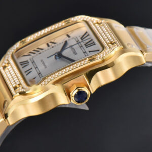Santos de Cartier Medium 35mm BVF YG Diamond Bezel White Dial YG Bracelet MIYOTA 9015 - Image 12