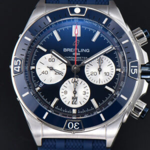 Chronomat B01 42mm BLSF Blue Bezel Blue Dial White Subdial White Rubber Strap 7750
