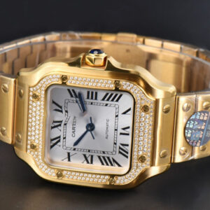 Santos de Cartier Medium 35mm BVF YG Diamond Bezel White Dial YG Bracelet MIYOTA 9015 - Image 14
