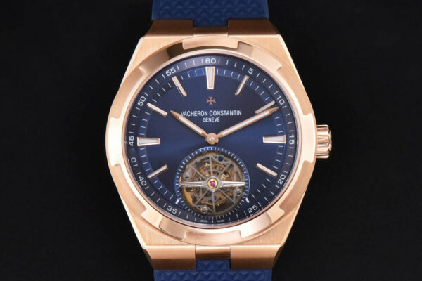 Overseas Tourbillon 6000V 42.5mm RG BBRF Blue Dial Blue Rubber Strap Tourb