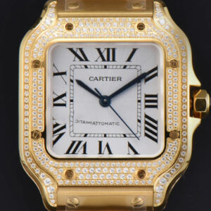 Santos de Cartier Medium 35mm BVF YG Diamond Case White Dial YG Bracelet MIYOTA 9015