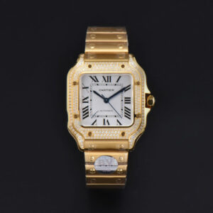 Santos de Cartier Medium 35mm BVF YG Diamond Case White Dial YG Bracelet MIYOTA 9015 - Image 20