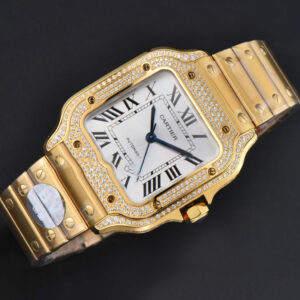Santos de Cartier Medium 35mm BVF YG Diamond Case White Dial YG Bracelet MIYOTA 9015 - Image 21