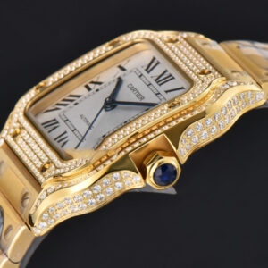 Santos de Cartier Medium 35mm BVF YG Diamond Case White Dial YG Bracelet MIYOTA 9015 - Image 28