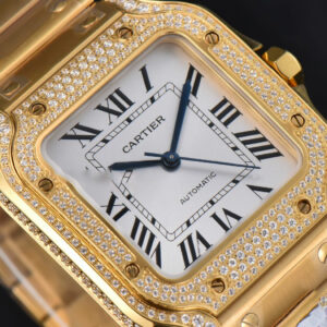 Santos de Cartier Medium 35mm BVF YG Diamond Case White Dial YG Bracelet MIYOTA 9015 - Image 29