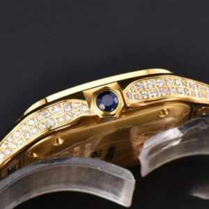 Santos de Cartier Medium 35mm BVF YG Diamond Case White Dial YG Bracelet MIYOTA 9015 - Image 31