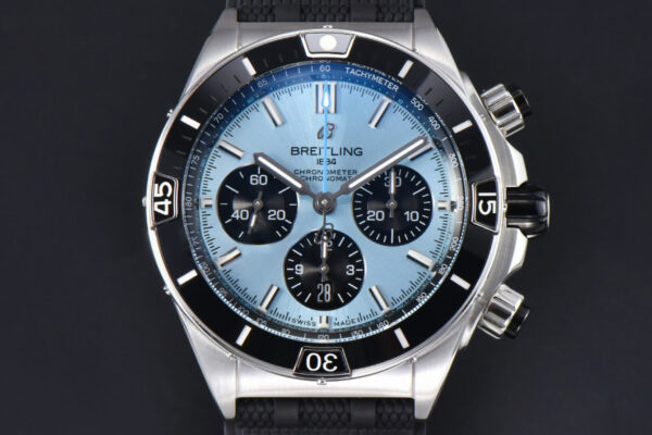 Chronomat B01 44mm BLSF Black Bezel Blue Dial Black Subdial Rubber Strap 7750