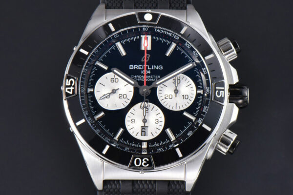 Chronomat B01 44mm BLSF Black Bezel Black Dial White Subdial Rubber Strap 7750