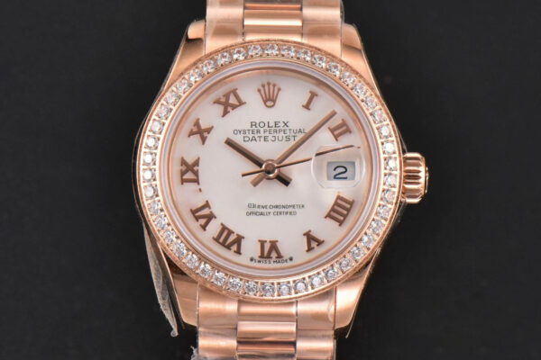 DateJust 28MM Ladies WF RG Diamond White Dial Roma Marker Jubilee Bracelet A2236