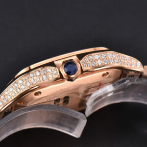 Santos de Cartier Medium 35mm BVF RG Diamond Bezel White Dial RG Bracelet MIYOTA 9015 - Image 3