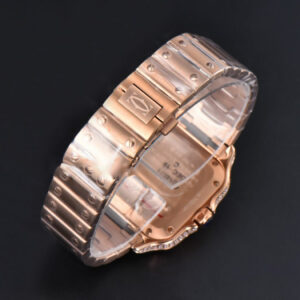 Santos de Cartier Medium 35mm BVF RG Diamond Bezel White Dial RG Bracelet MIYOTA 9015 - Image 5