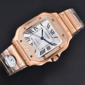 Santos de Cartier Medium 35mm BVF RG Diamond Bezel White Dial RG Bracelet MIYOTA 9015 - Image 22