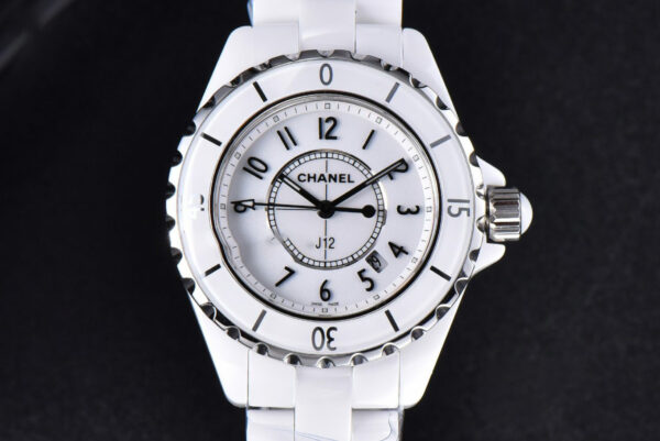 J12 38mm XF WhiteCeramic White Dial Crystal Markers On Bracelet