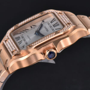 Santos de Cartier Medium 35mm BVF RG Diamond Bezel White Dial RG Bracelet MIYOTA 9015 - Image 30