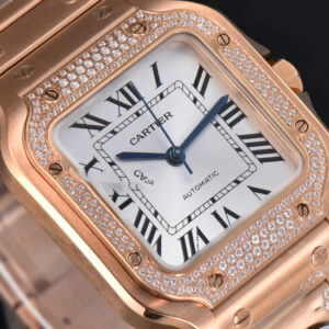 Santos de Cartier Medium 35mm BVF RG Diamond Bezel White Dial RG Bracelet MIYOTA 9015 - Image 31