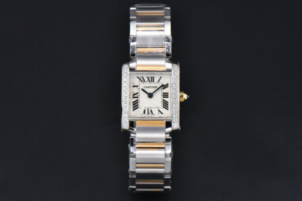 Tank Francaise Small Diamond 25.7mmx21.2mm 8848F YG/SS Bracelet Quartz