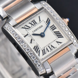 Tank Francaise Small Diamond 25.7mmx21.2mm 8848F RG/SS Bracelet Quartz
