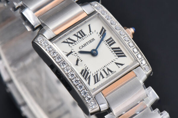 Tank Francaise Small Diamond 25.7mmx21.2mm 8848F RG/SS Bracelet Quartz