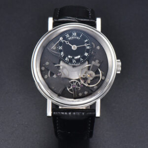 Tradition 7057BB ZF 40MM Gray Dial Black Subdial Black Leather Strap A505