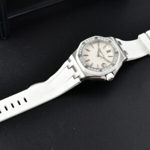 Royal Oak Offshore Ladies 33mm SS Moissanite RXWF White Dial Real Diamonds Bezel White Rubber Strap Swiss Quartz - Image 3