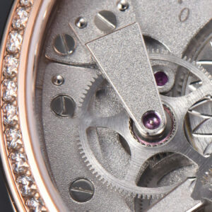 Tradition 7038BR RG ZF 40MM Diamond Gray Dial Silver Subdial White Leather Strap A505 - Image 2