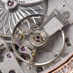 Tradition 7038BR RG ZF 40MM Diamond Gray Dial Silver Subdial White Leather Strap A505 - Image 3