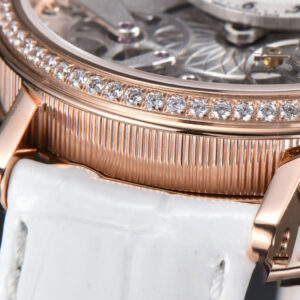 Tradition 7038BR RG ZF 40MM Diamond Gray Dial Silver Subdial White Leather Strap A505 - Image 5