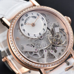 Tradition 7038BR RG ZF 40MM Diamond Gray Dial Silver Subdial White Leather Strap A505 - Image 7