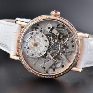 Tradition 7038BR RG ZF 40MM Diamond Gray Dial Silver Subdial White Leather Strap A505 - Image 8