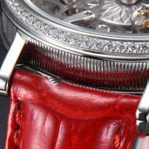 Tradition 7038BB ZF 40MM Diamond White Dial Red Leather Strap A505 - Image 5