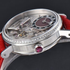 Tradition 7038BB ZF 40MM Diamond White Dial Red Leather Strap A505 - Image 6