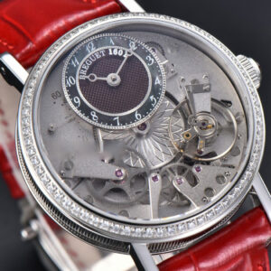 Tradition 7038BB ZF 40MM Diamond White Dial Red Leather Strap A505 - Image 7