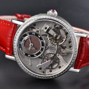 Tradition 7038BB ZF 40MM Diamond White Dial Red Leather Strap A505 - Image 8