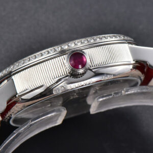 Tradition 7038BB ZF 40MM Diamond White Dial Red Leather Strap A505 - Image 9