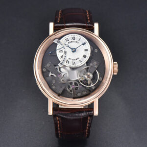 Tradition 7057BR RG ZF 40MM Gray Dial White Subdial Black Leather Strap A505