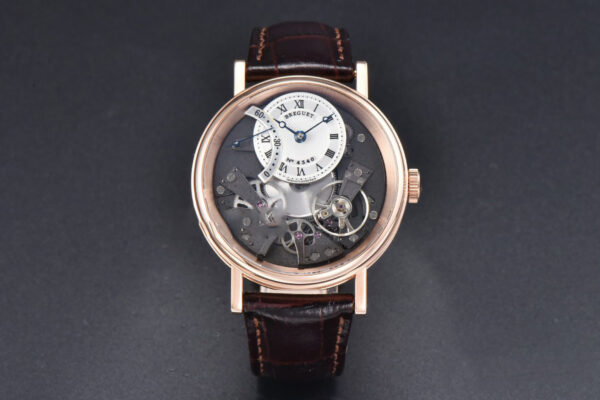 Tradition 7057BR RG ZF 40MM Gray Dial White Subdial Black Leather Strap A505