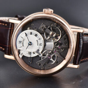 Tradition 7057BR RG ZF 40MM Gray Dial White Subdial Black Leather Strap A505 - Image 8