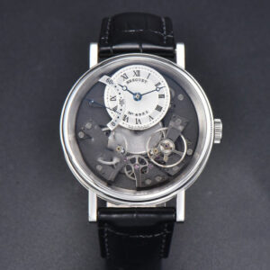 Tradition 7057BB ZF 40MM Gray Dial White Subdial Black Leather Strap A505