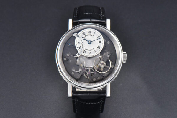 Tradition 7057BB ZF 40MM Gray Dial White Subdial Black Leather Strap A505