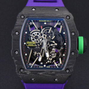 RM035-02 42mm Black Forged Carbon T+F Skeleton Dial Green Crown Purple Rubber Strap RMUL2