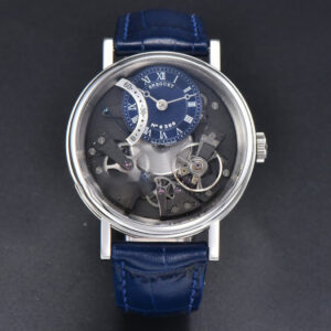 Tradition 7038BB ZF 40MM Diamond Gray Dial Blue Leather Strap A505