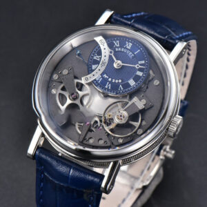 Tradition 7038BB ZF 40MM Diamond Gray Dial Blue Leather Strap A505 - Image 4