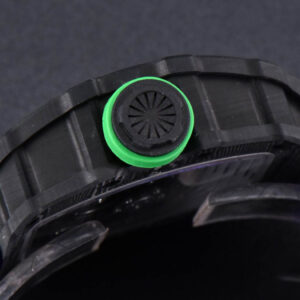 RM035-02 42mm Black Forged Carbon T+F Skeleton Dial Green Crown Purple Rubber Strap RMUL2 - Image 3